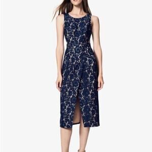Fame & Partners Embroidered Cut Out Midi Dress Women's Blue Size 10